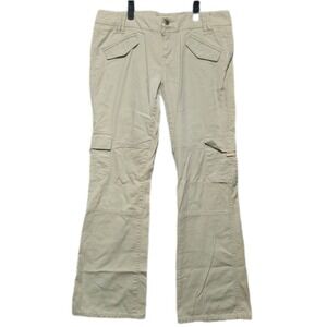 ANCHOR BLUE Womens 11 Beige Cargo Flare Pants Y2K Utility Stretch Casual Vintage